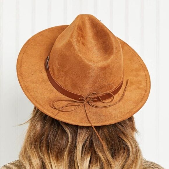 Western Fame Perfect Day Faux Suede Brown Fedora New - Picture 1 of 5